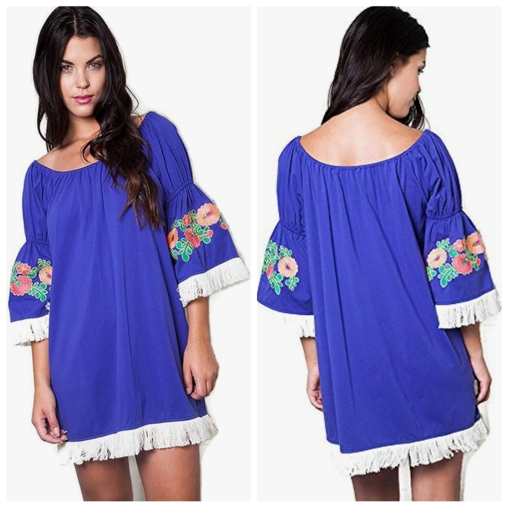Umgee Embroidered Fringe Bohemian Dress